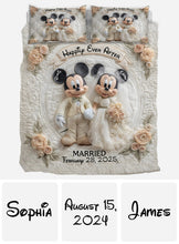 Load image into Gallery viewer, Personalized Happily Ever After Mouse Quilt Set for Couples
