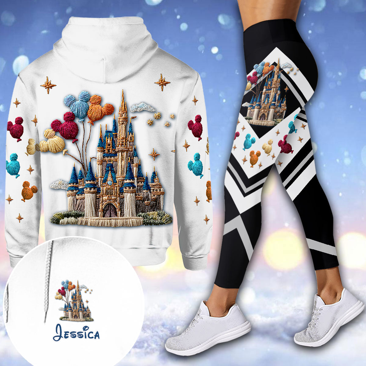 Personalized Magical Castle Mouse Hoodie and Leggings Gift for Kids