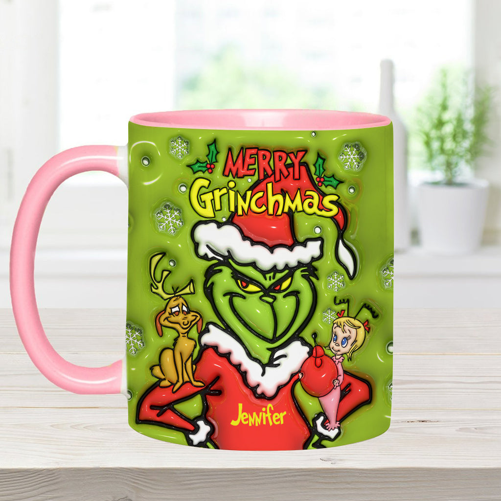 Personalized Merry Grinchmas Accent Mug Custom Name Gift for Christmas