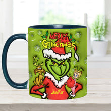 Load image into Gallery viewer, Personalized Merry Grinchmas Accent Mug Custom Name Gift for Christmas
