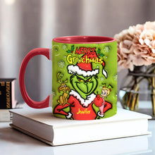 Load image into Gallery viewer, Personalized Merry Grinchmas Accent Mug Custom Name Gift for Christmas
