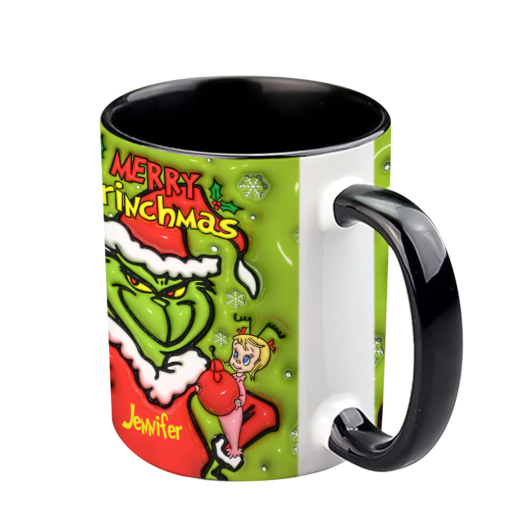 Personalized Merry Grinchmas Accent Mug Custom Name Gift for Christmas