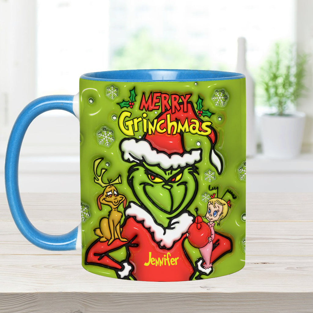 Personalized Merry Grinchmas Accent Mug Custom Name Gift for Christmas