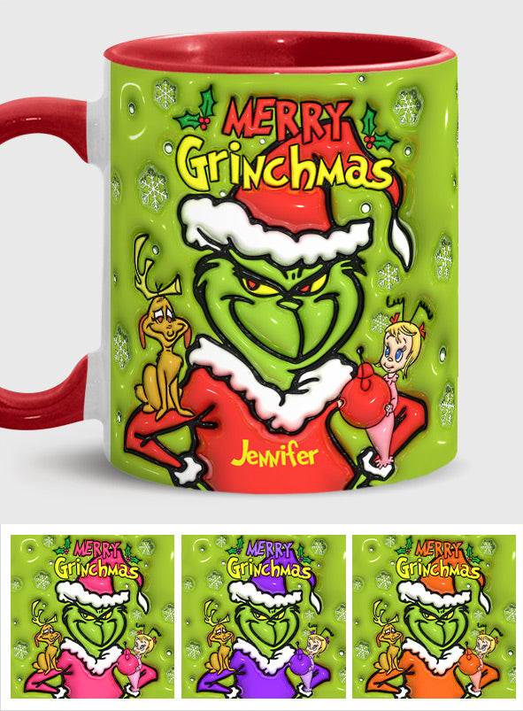 Personalized Merry Grinchmas Accent Mug Custom Name Gift for Christmas