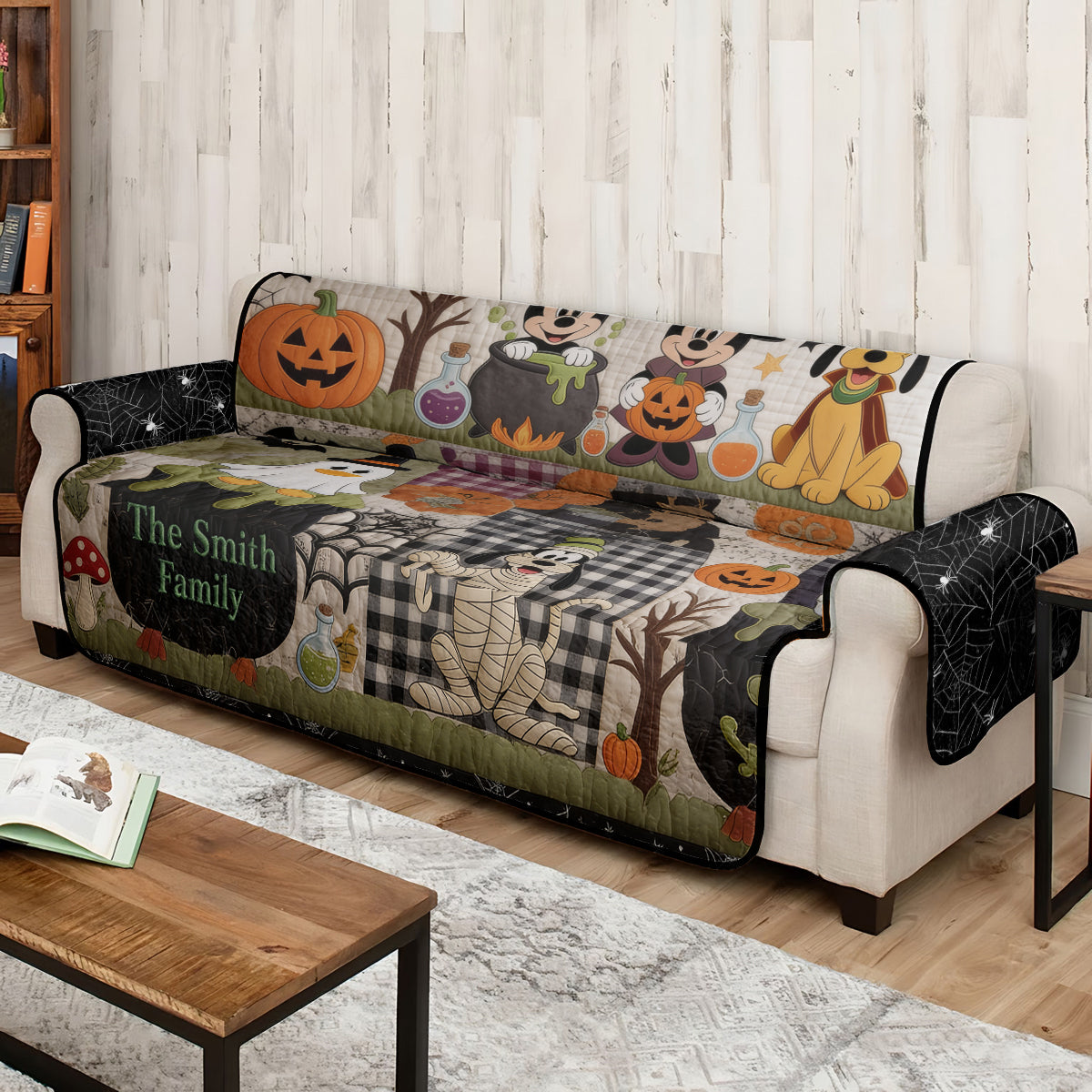 Personalized Halloween Quilted Sofa Cover Family Gift | Cozy Home Decor