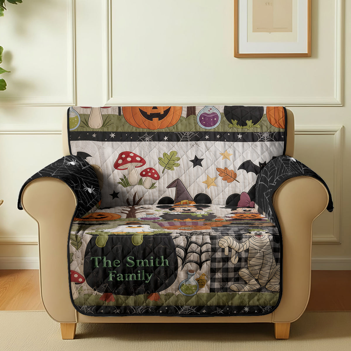Personalized Halloween Quilted Sofa Cover Family Gift | Cozy Home Decor