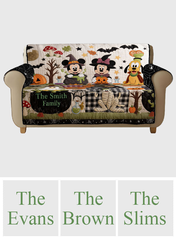 Personalized Halloween Quilted Sofa Cover Family Gift | Cozy Home Decor