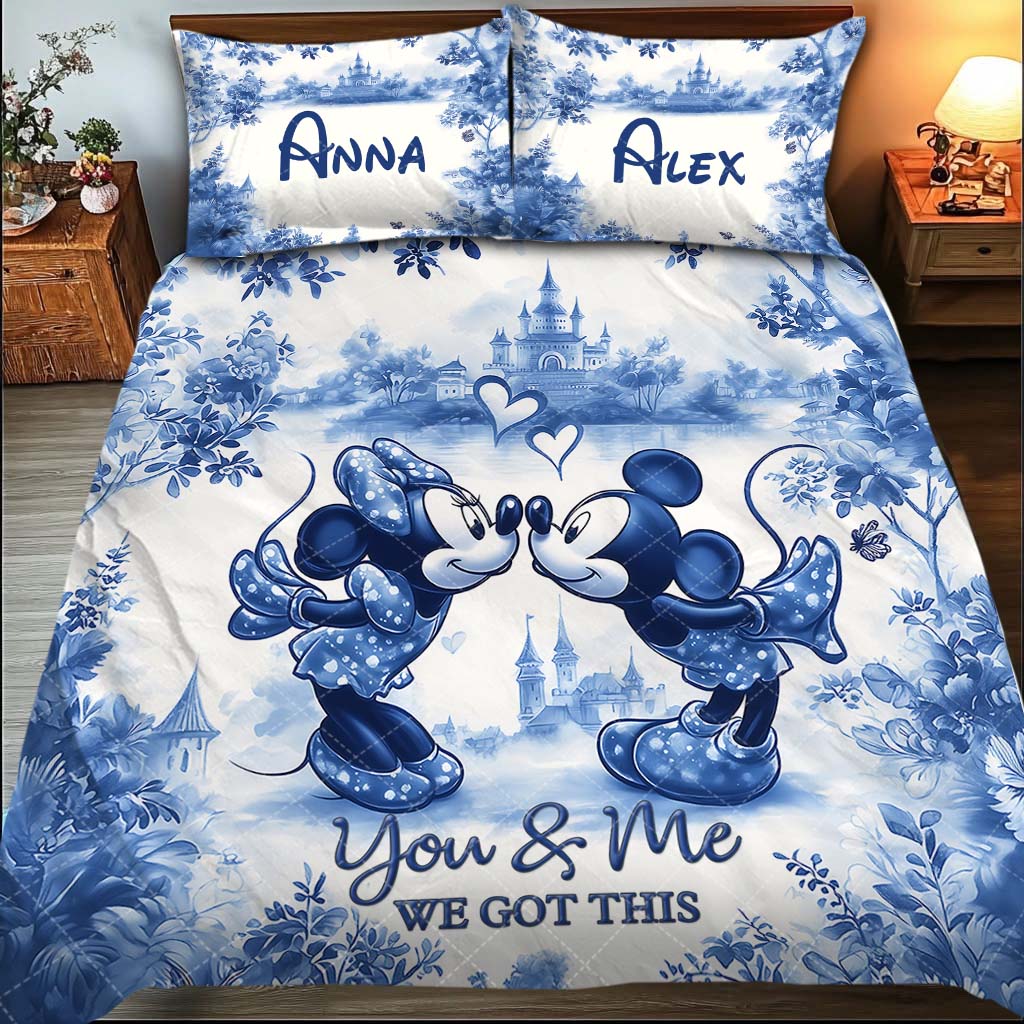 Personalized Mouse Quilt Set with Custom Names for Couples