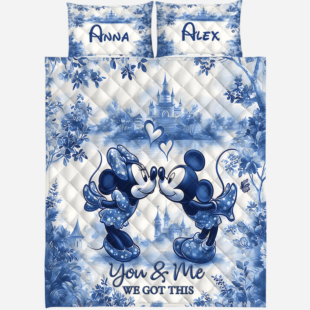 Personalized Mouse Quilt Set with Custom Names for Couples