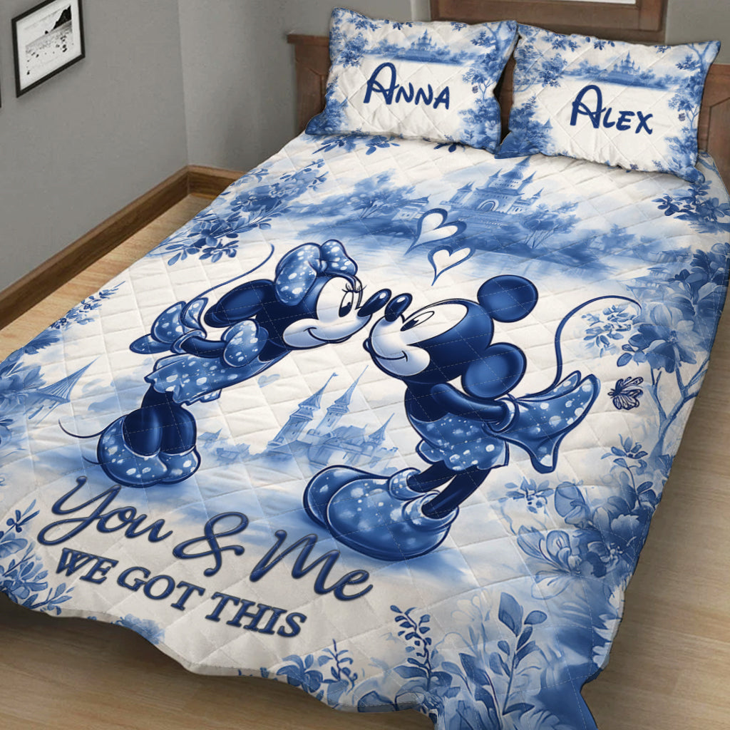 Personalized Mouse Quilt Set with Custom Names for Couples