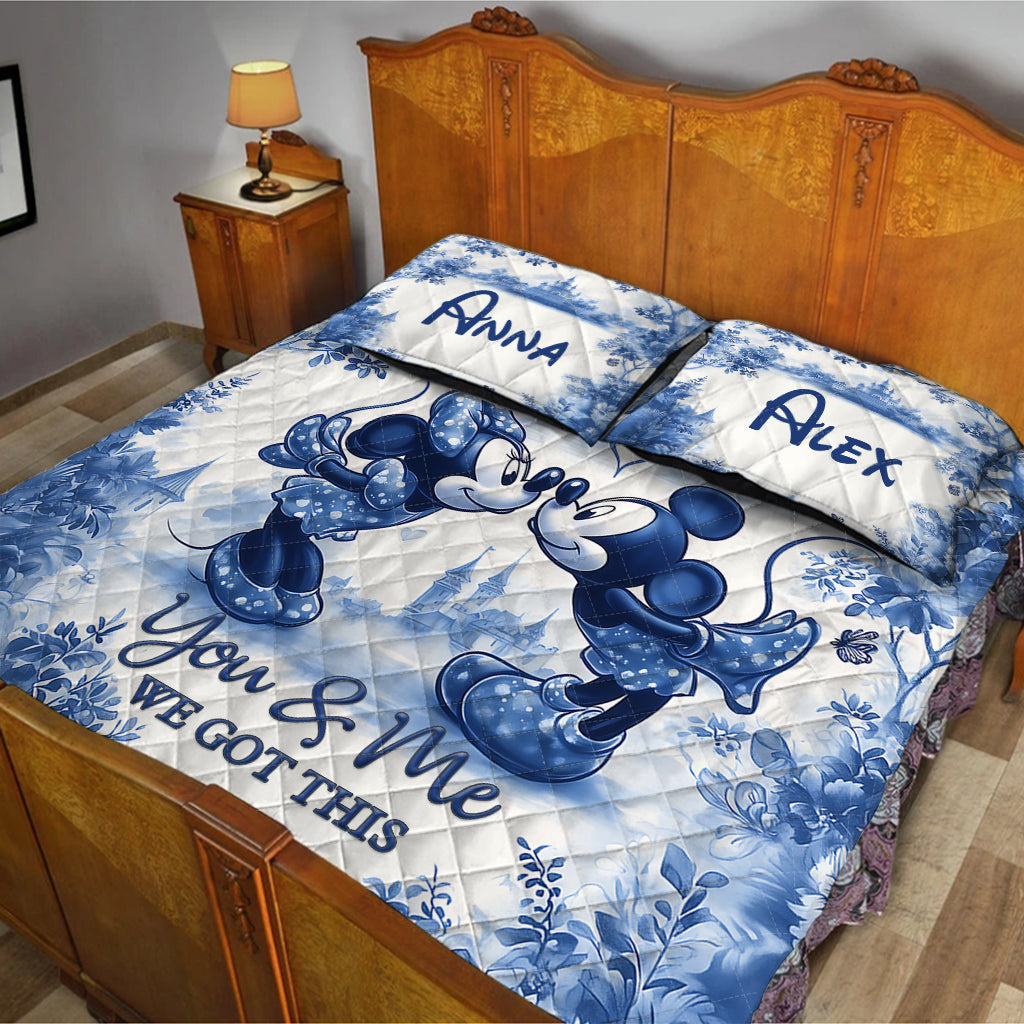 Personalized Mouse Quilt Set with Custom Names for Couples
