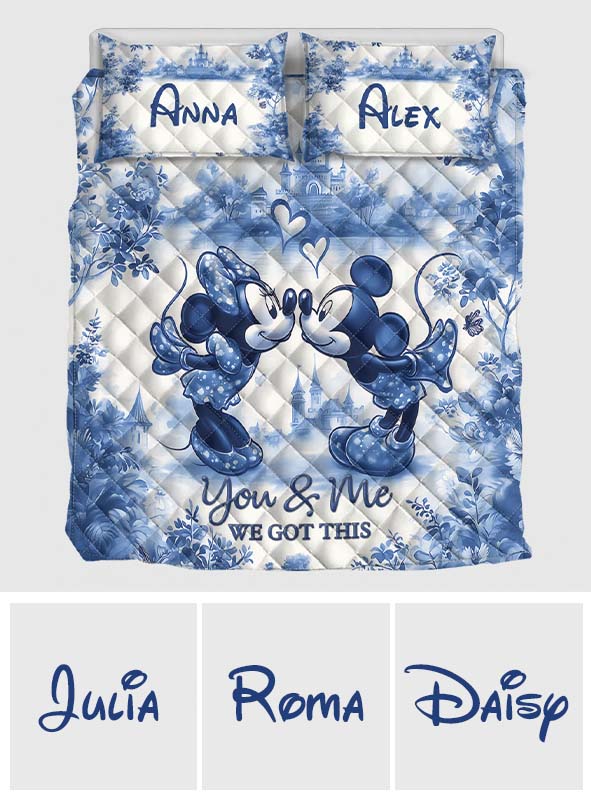 Personalized Mouse Quilt Set with Custom Names for Couples