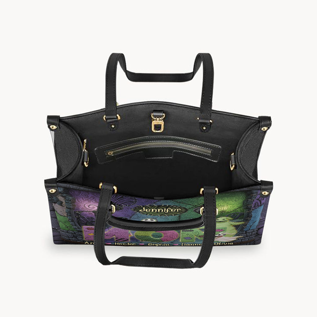 Personalized Nightmare Leather Handbag Custom Name Gift for Mom