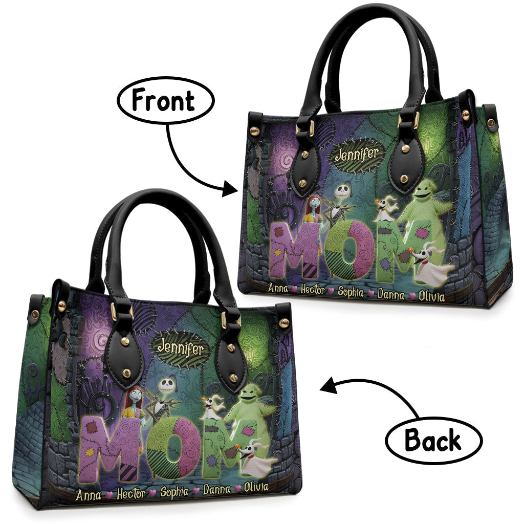Personalized Nightmare Leather Handbag Custom Name Gift for Mom