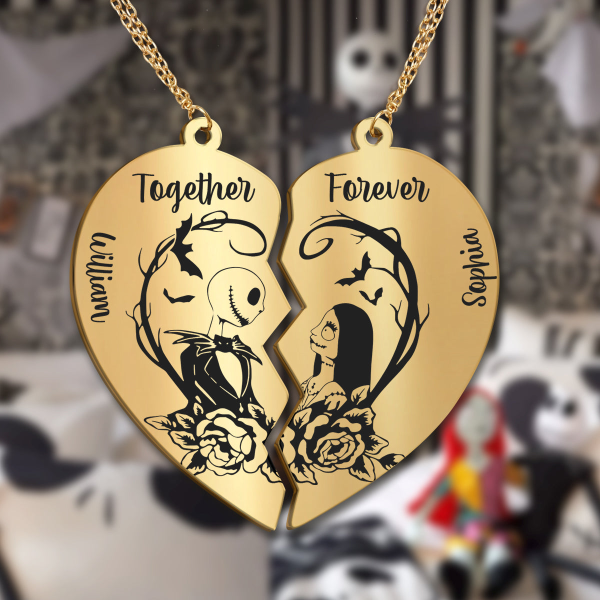 Personalized Matching Pendant Necklace for Couples - Heart Charm Gift