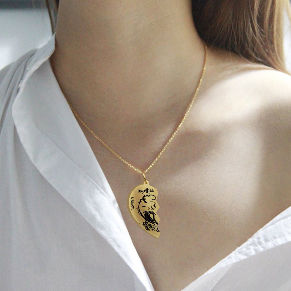 Personalized Matching Pendant Necklace for Couples - Heart Charm Gift