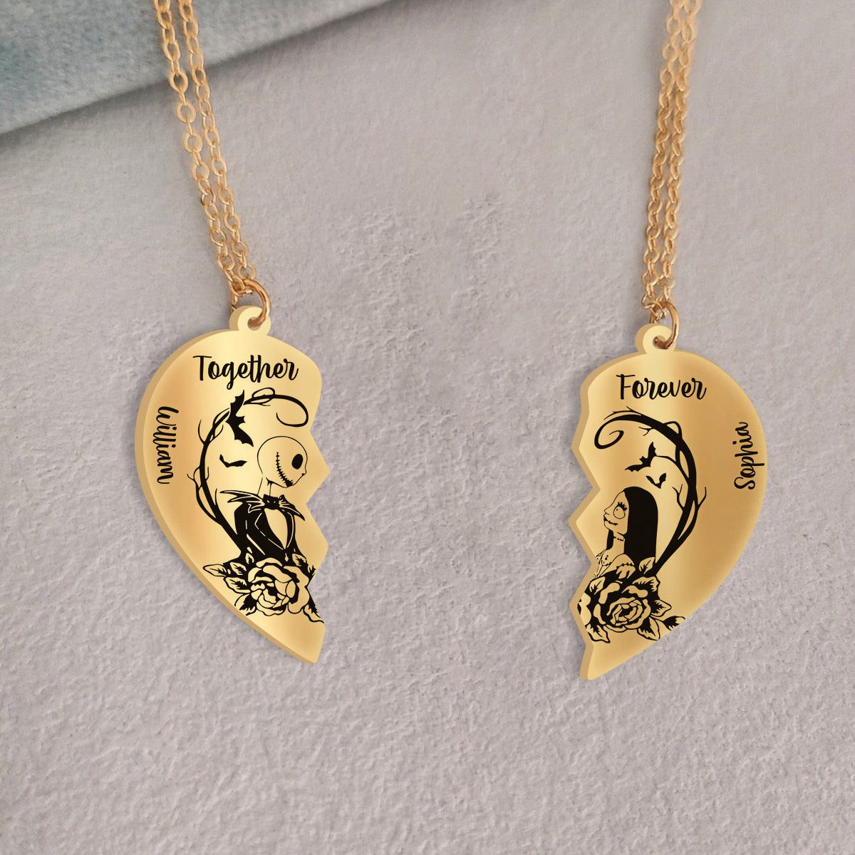 Personalized Matching Pendant Necklace for Couples - Heart Charm Gift