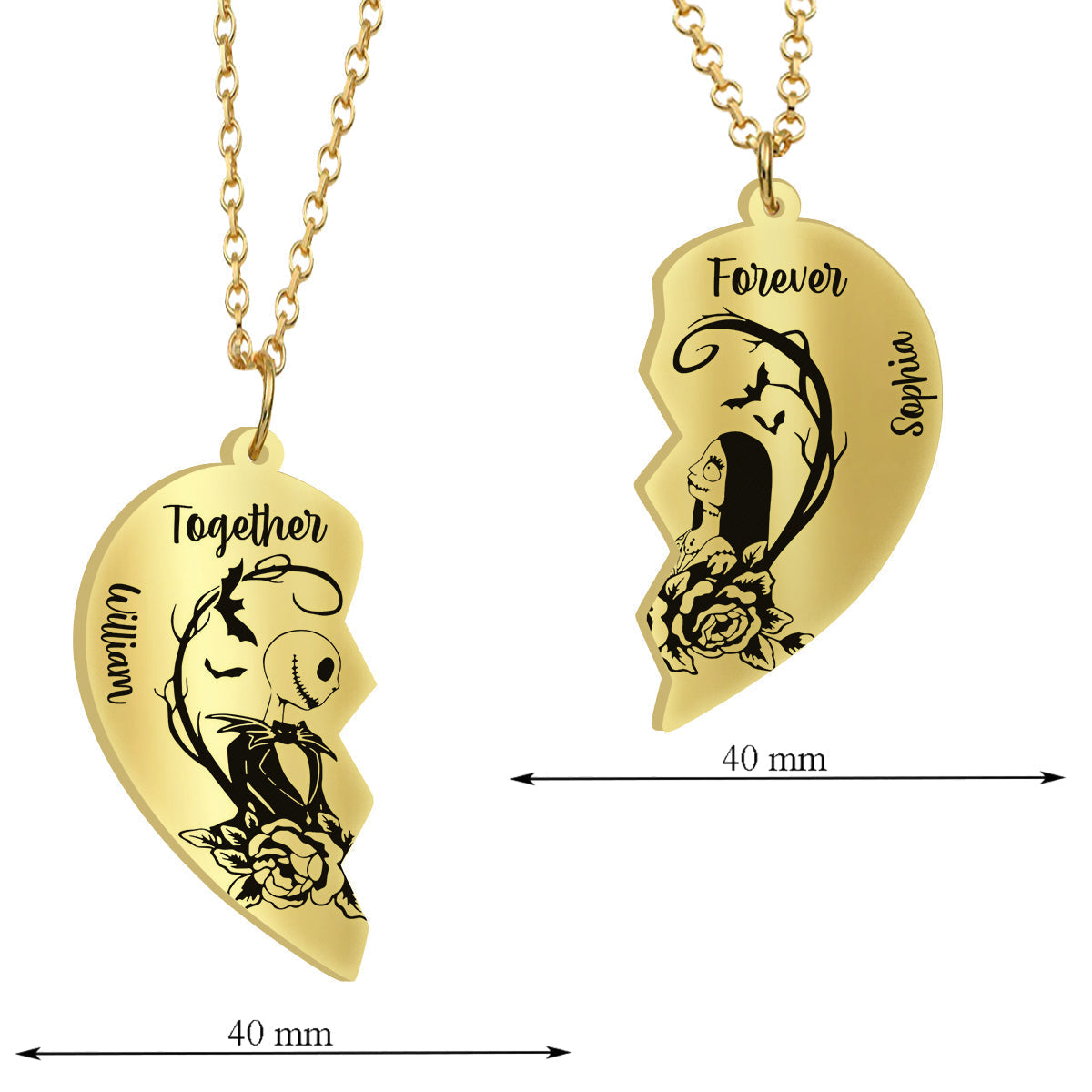 Personalized Matching Pendant Necklace for Couples - Heart Charm Gift