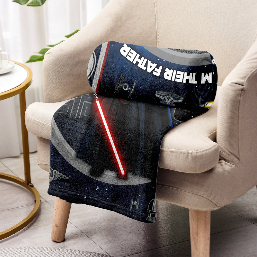 Personalized Star Wars Themed Blanket with Custom Names for Dad