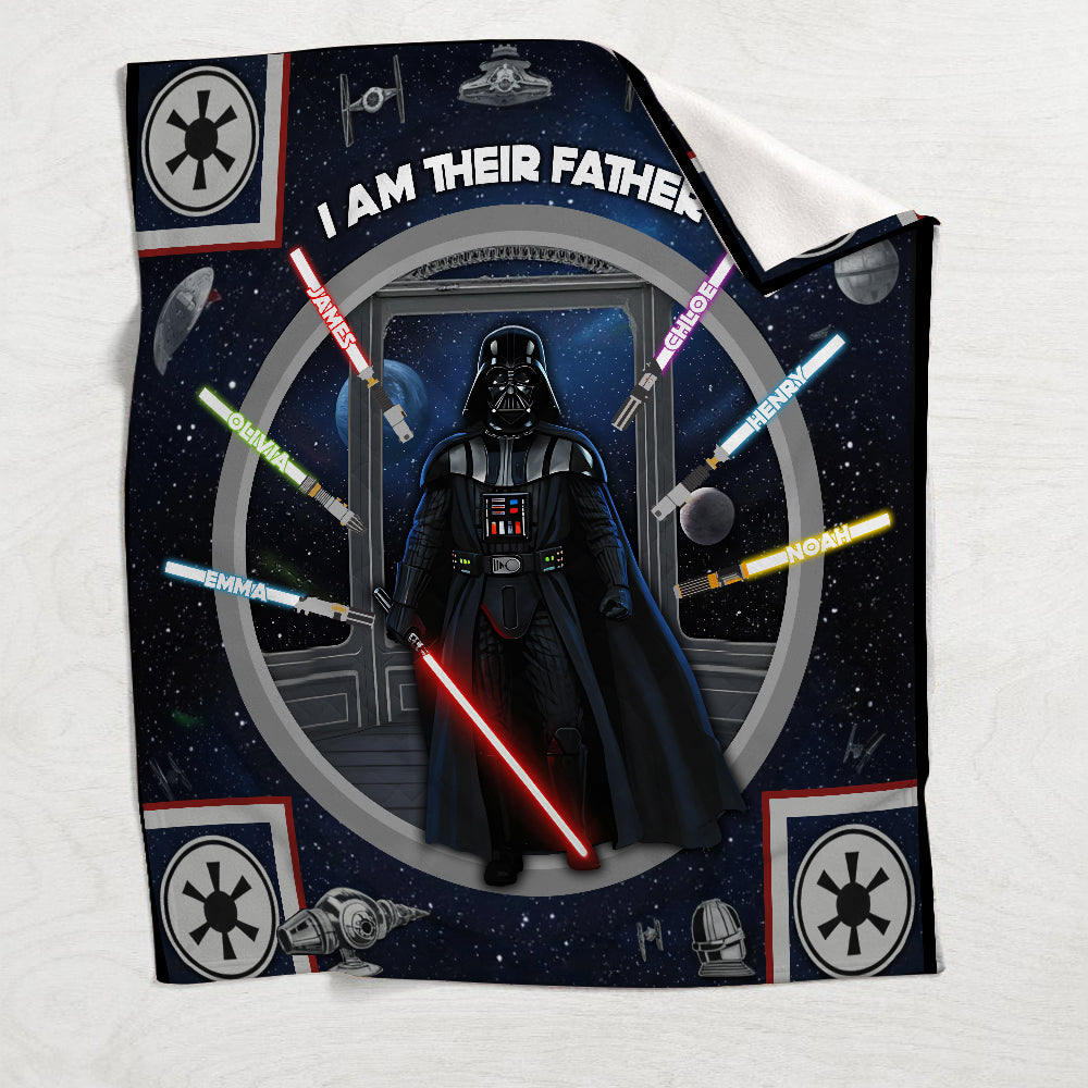 Personalized Star Wars Themed Blanket with Custom Names for Dad