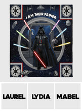 Load image into Gallery viewer, Personalized Star Wars Themed Blanket with Custom Names for Dad
