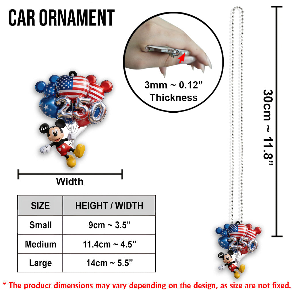 Personalized Acrylic Car Ornament Mickey Mouse 250 Years Gift for Movie Fans