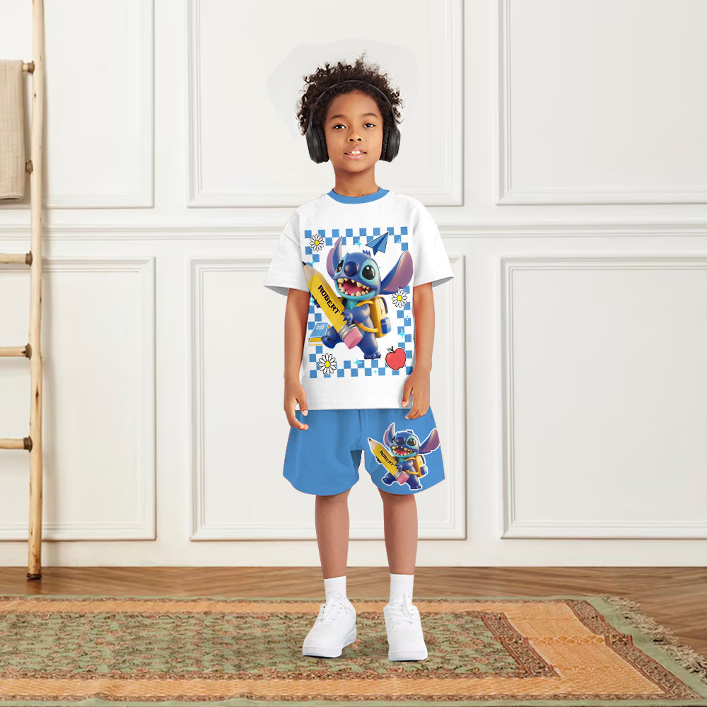 Personalized Ohana Kid T-shirt & Shorts Set for Back to School