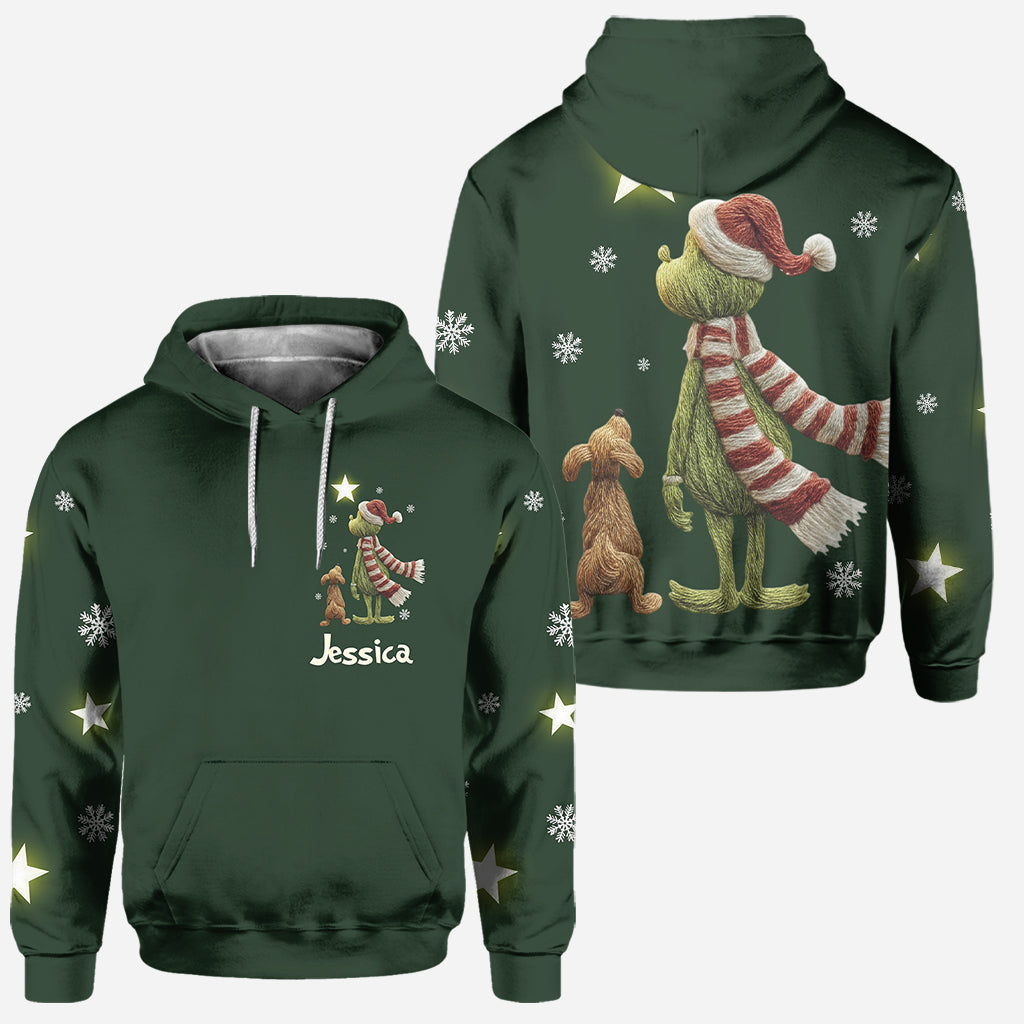 Personalized Grinch Christmas Hoodie and Leggings Gift for Mom