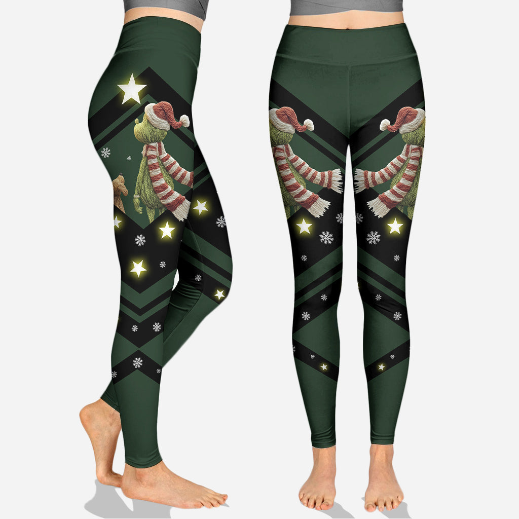 Personalized Grinch Christmas Hoodie and Leggings Gift for Mom