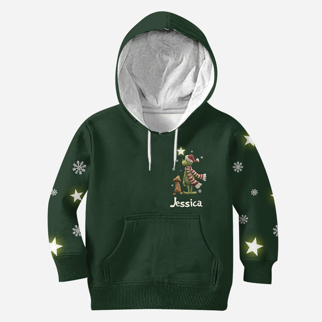 Personalized Grinch Christmas Hoodie and Leggings Gift for Mom