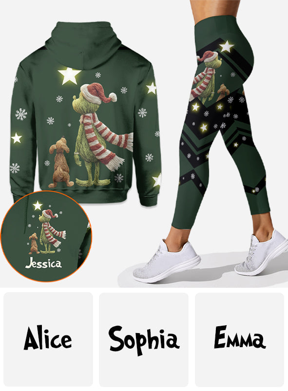 Personalized Grinch Christmas Hoodie and Leggings Gift for Mom
