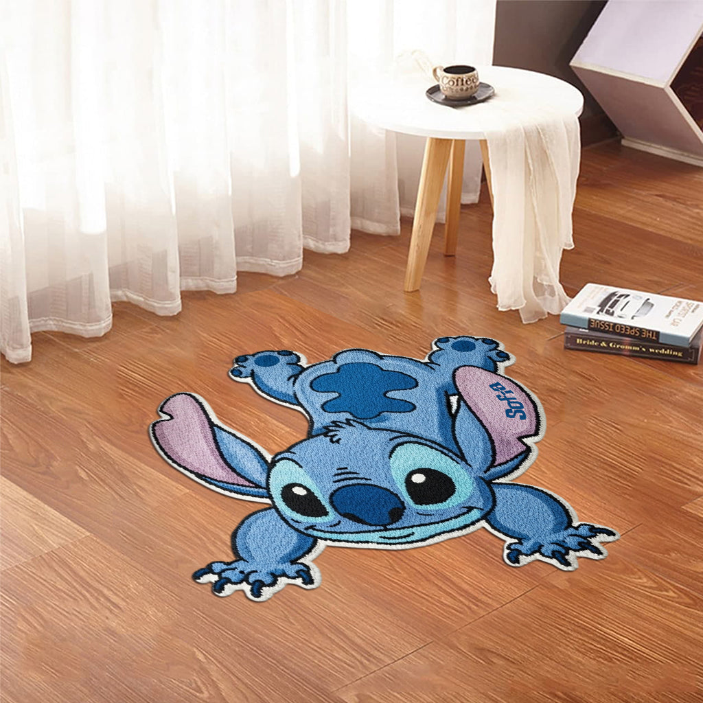Personalized Blue Alien Tufted Rug Custom Name Gift for Family
