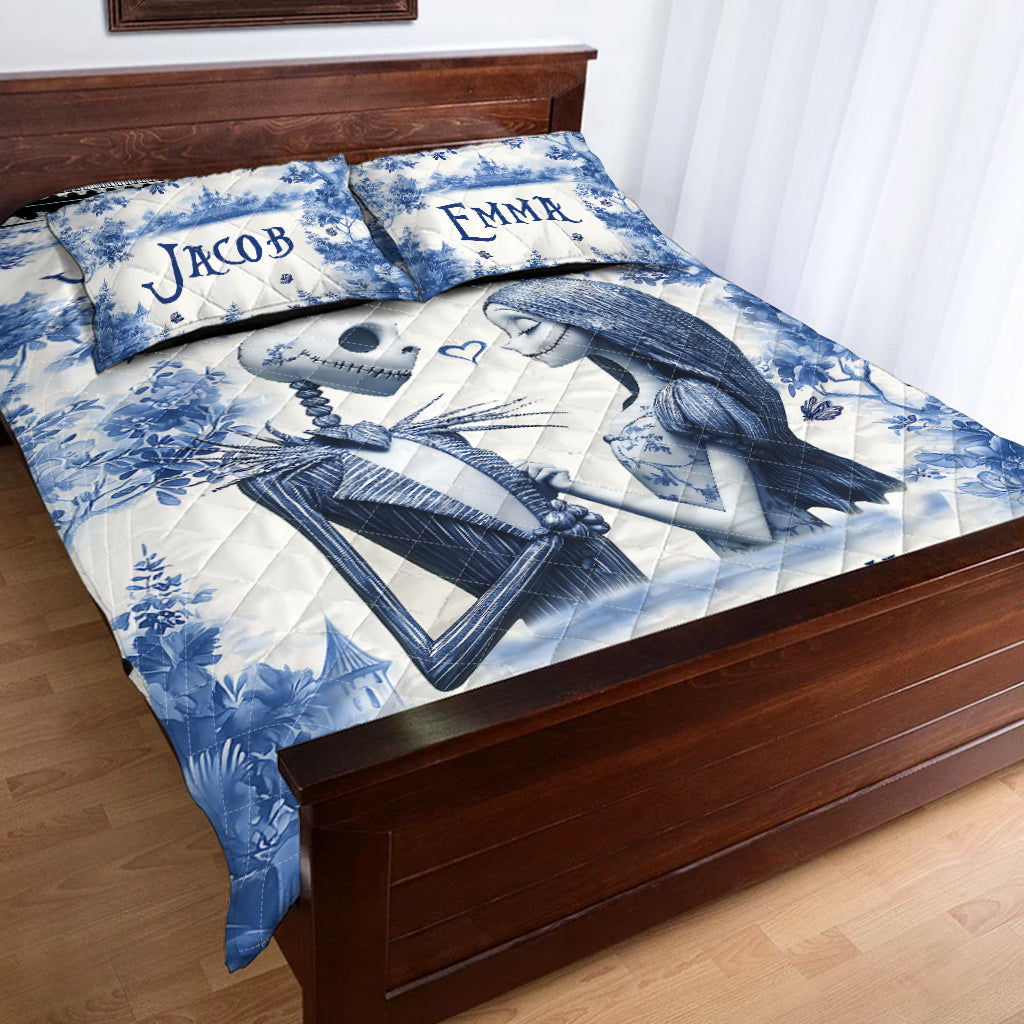 Personalized Nightmare Before Christmas Quilt Set Custom Names Unique Couple Gift