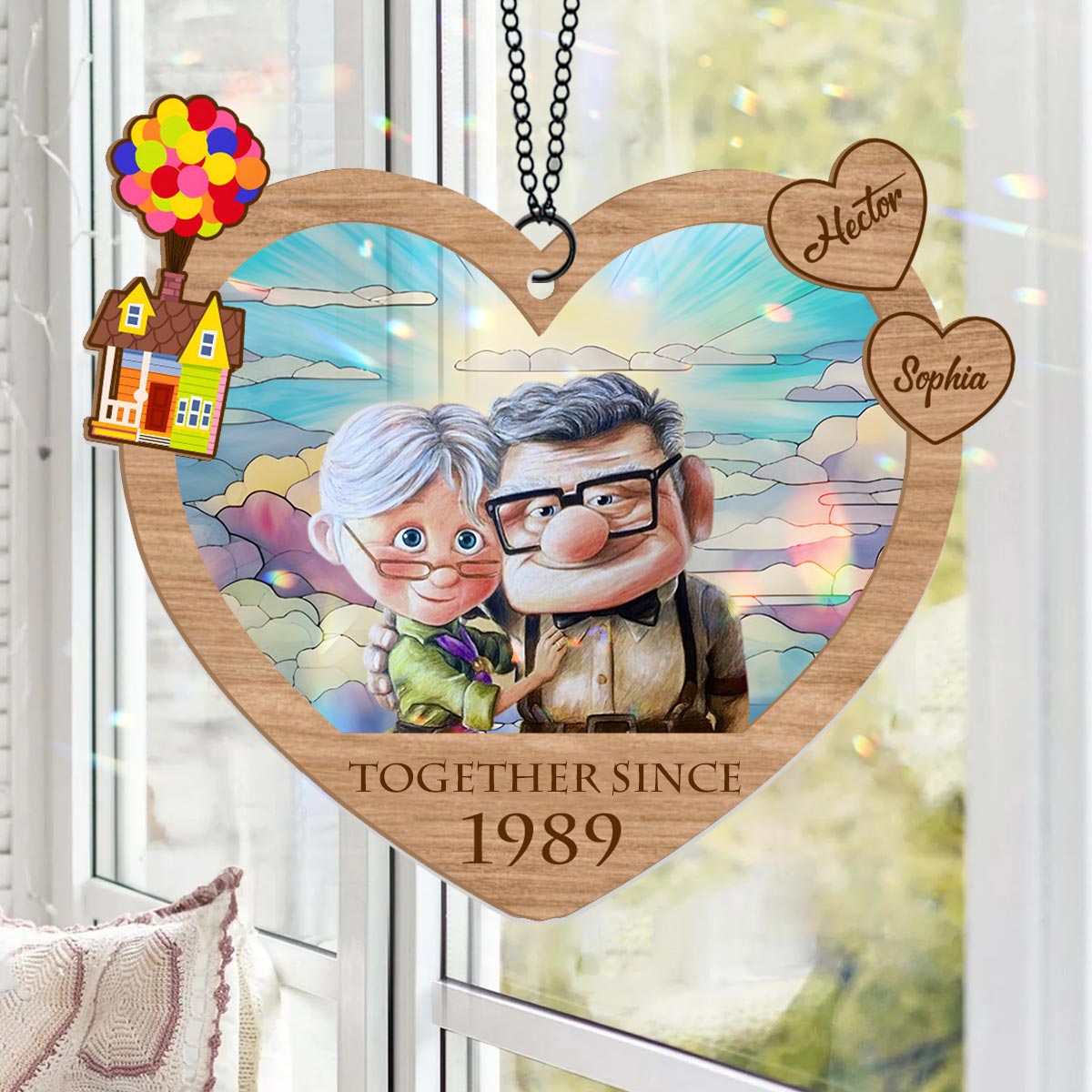 Personalized Heart Shaped Suncatcher Custom Name Gift for Anniversaries