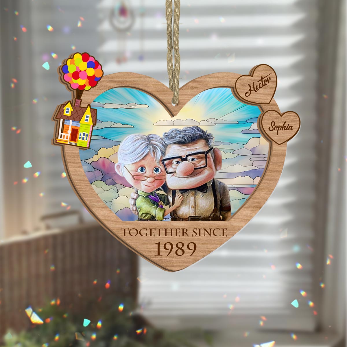 Personalized Heart Shaped Suncatcher Custom Name Gift for Anniversaries