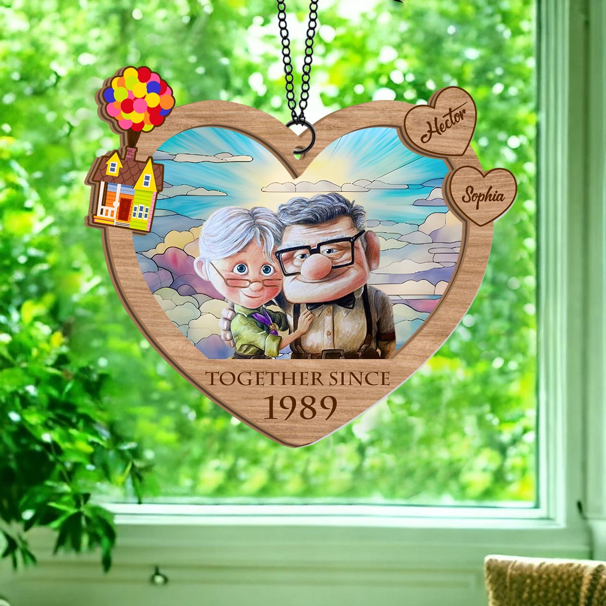 Personalized Heart Shaped Suncatcher Custom Name Gift for Anniversaries