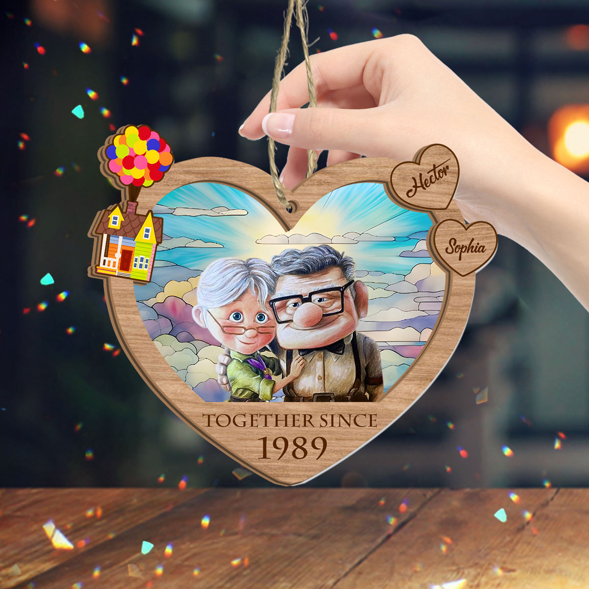 Personalized Heart Shaped Suncatcher Custom Name Gift for Anniversaries