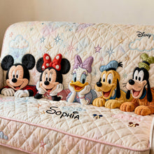 Load image into Gallery viewer, Personalized Disney Quilted Sofa Cover Custom Name Gift for Her
