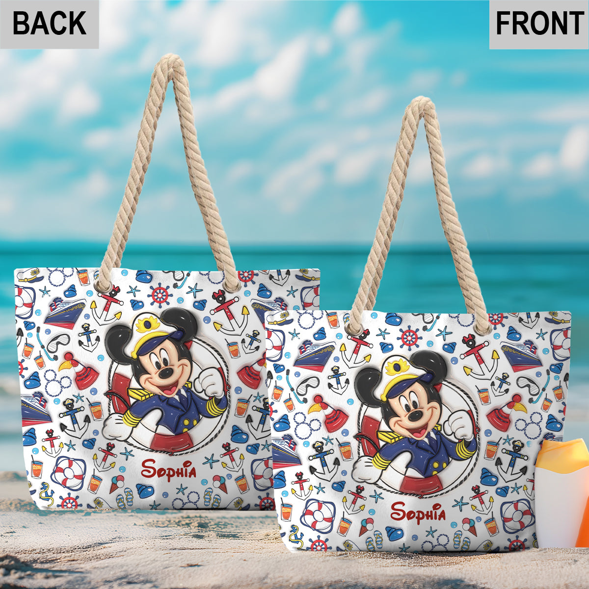 Personalized Canvas Beach Bag with Rope Handle for Kids