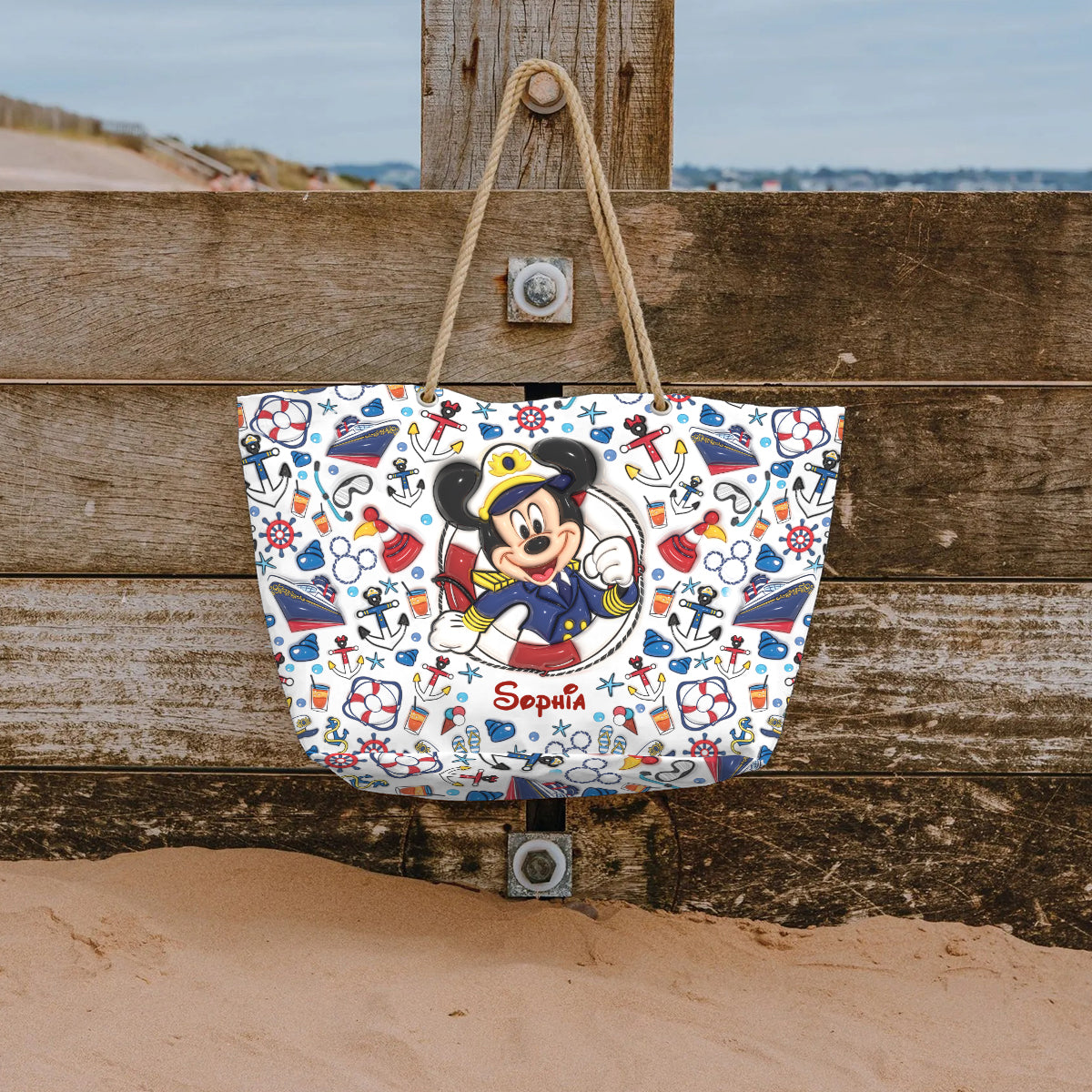 Personalized Canvas Beach Bag with Rope Handle for Kids