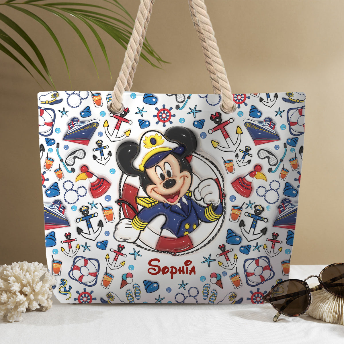 Personalized Canvas Beach Bag with Rope Handle for Kids