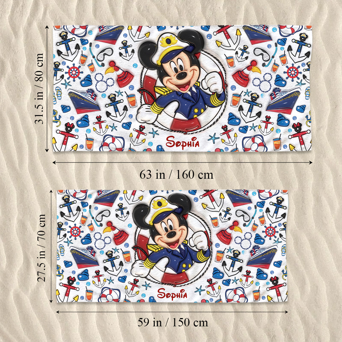 Personalized Quick-dry Beach Towel with Name for Family Cruise