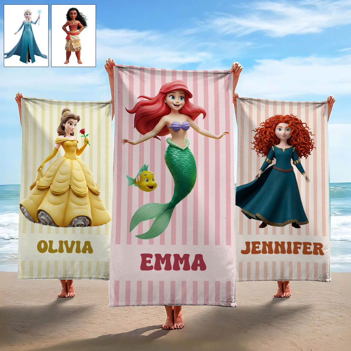 Personalized Quick-dry Beach Towel with Magical Princess Design for Girls