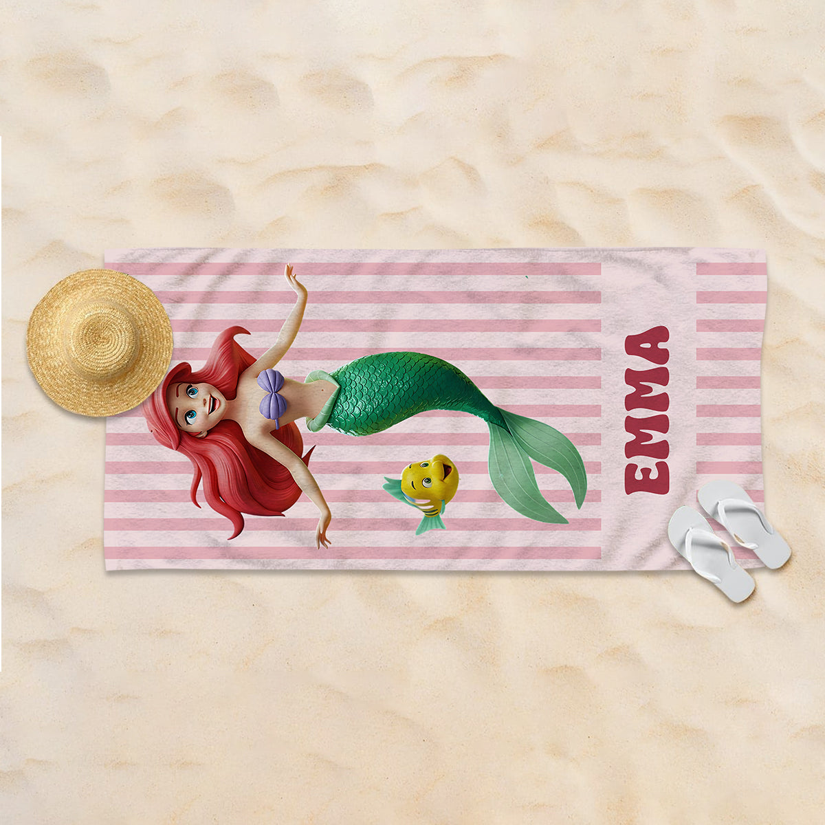 Personalized Quick-dry Beach Towel with Magical Princess Design for Girls