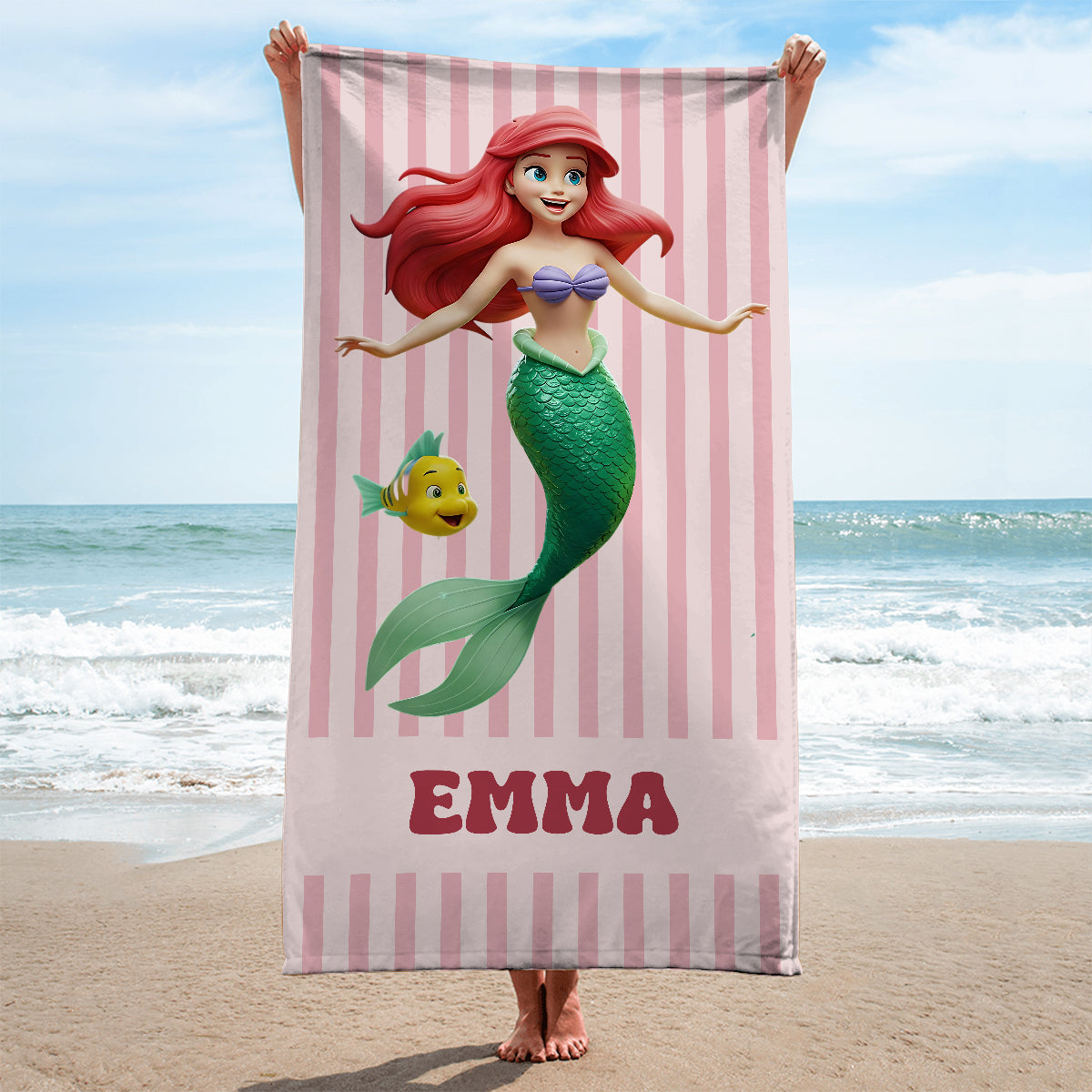 Personalized Quick-dry Beach Towel with Magical Princess Design for Girls