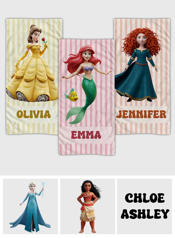 Personalized Quick-dry Beach Towel with Magical Princess Design for Girls