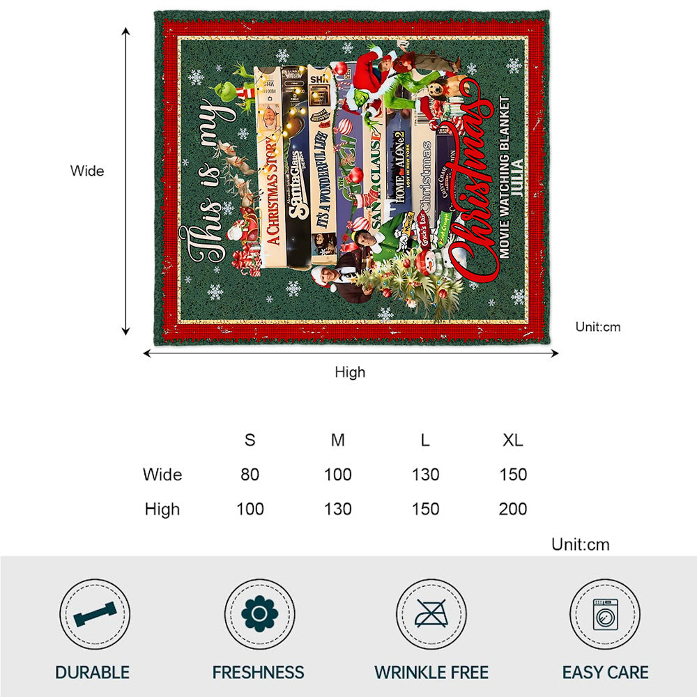 Personalized Christmas Movie Watching Blanket Custom Name Gift