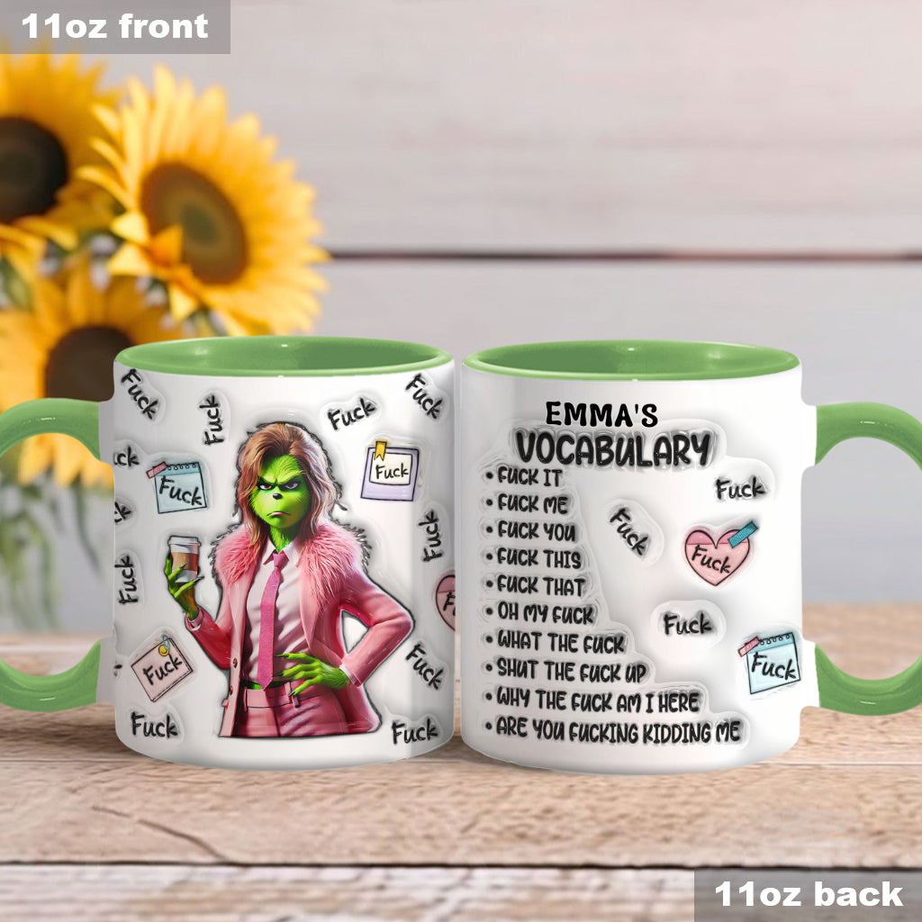 Personalized Grinch Accent Mug Custom Name Fun Gift for Christmas