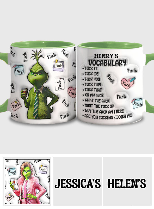 Personalized Grinch Accent Mug Custom Name Fun Gift for Christmas