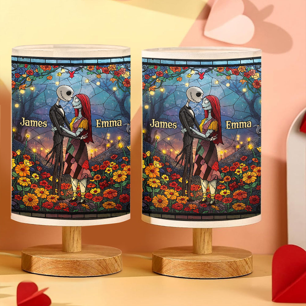 Personalized Nightmare Table Lamp with Wood Base Gift for Couples
